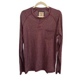 Hudson & Barrow NYC Men’s Burgundy Long Sleeve Henley Top, Size Large
